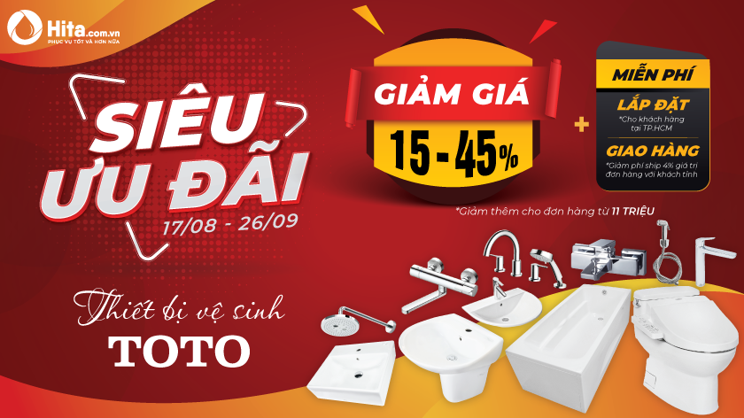 Siêu ưu đãi thiết bị vệ sinh TOTO giảm đến 45%