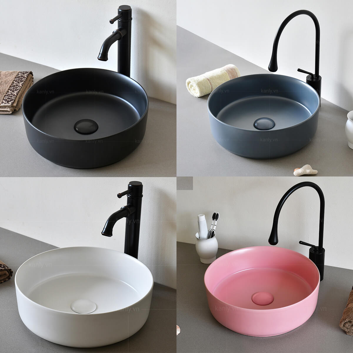 Chậu rửa lavabo Kanly sứ màu